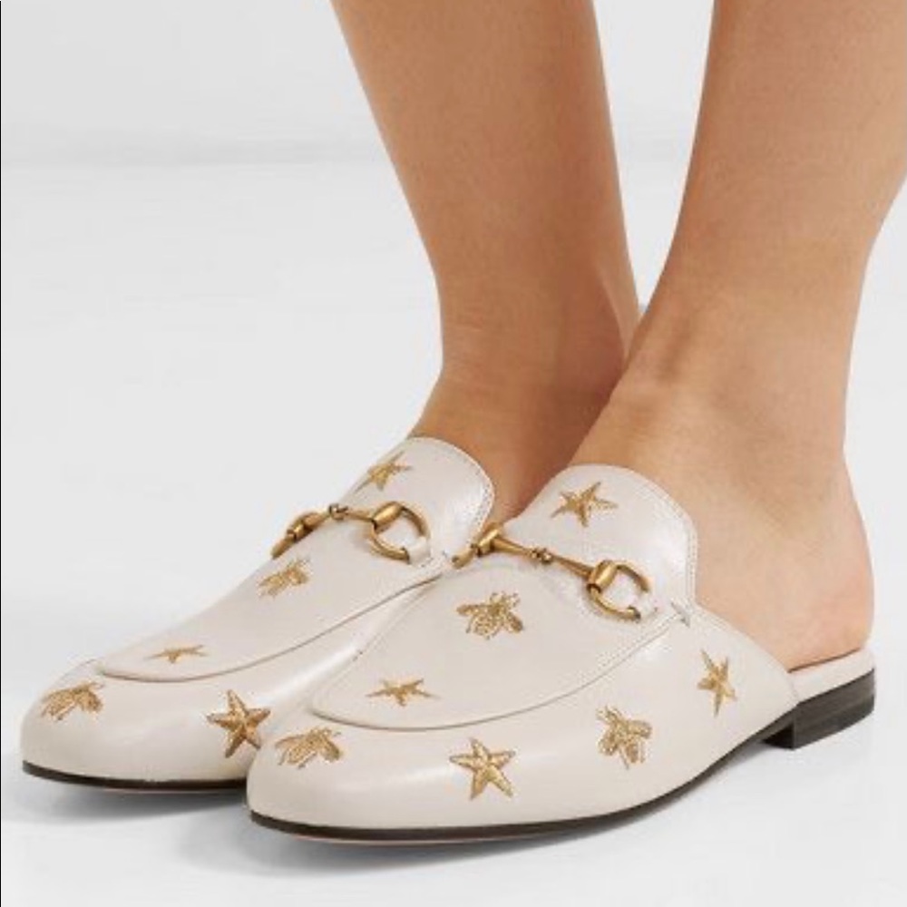 Gucci Princetown Embroidered Leather Slipper